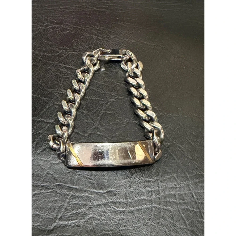D Hallmark Curb Chain ID Bracelet Mens 7.25